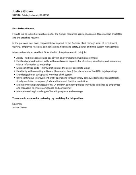 Human Resources Assistant Cover Letter Velvet Jobs