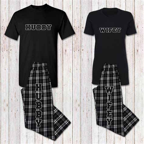 Hubby And Wifey Matching Couples Pajama Set Custom Pajamas His Etsy Uk