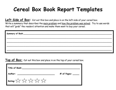 Cereal Box Book Report Template | Cereal box book report, Book report templates, Book report