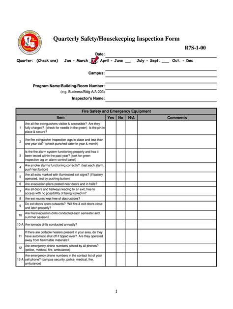 Housekeeping Inspection Checklist Template