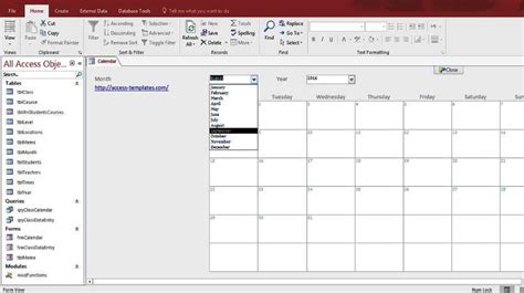 Microsoft Access Calendar Form Template Schedule Template Agenda