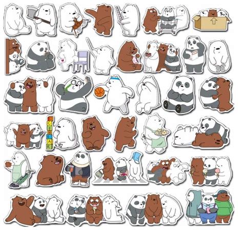 We Bare Bears Sticker Pack Random Stickers Free Stickers Etsy Bear