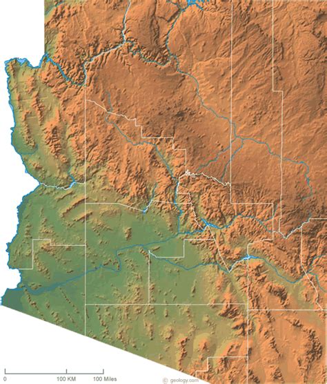 Arizona Physical Map Arizona Map Physical Map Arizona