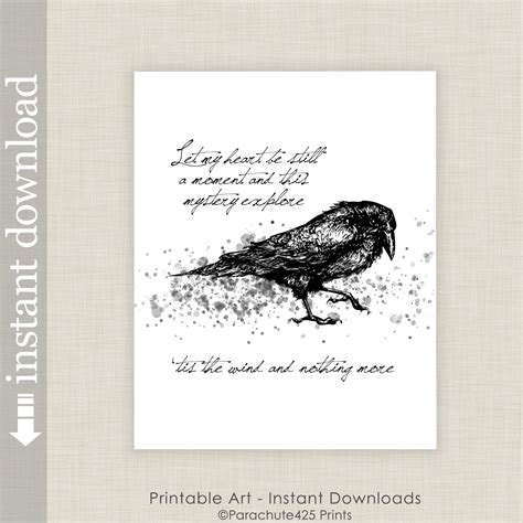 The Raven Quote Printable Edgar Allan Poe Quote Wall Art For Etsy