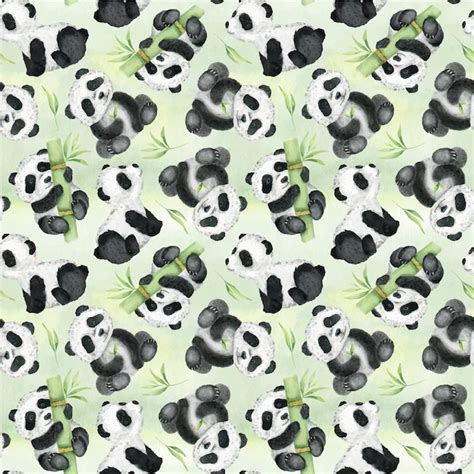 Aquarela Sem Costura Padrão Com Panda Bonito E Bambu Vetor Premium