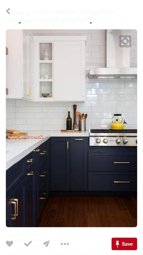 See more ideas about blue kitchens, blue kitchen cabinets, kitchen. Navy cabinets on bottom and white cabinets up top ...