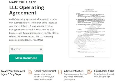 Wisconsin Llc Operating Agreement Template Startup 101