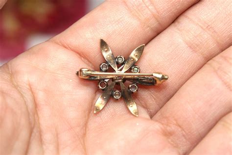 Antique VICTORIAN 14k Gold Seed Pearl Opal Diamond Pin SB Etsy