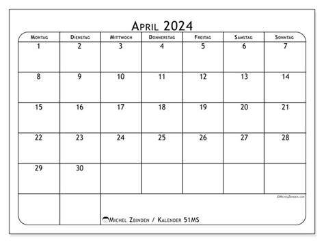 Kalender April 2024 Einfachheit Ms Michel Zbinden De