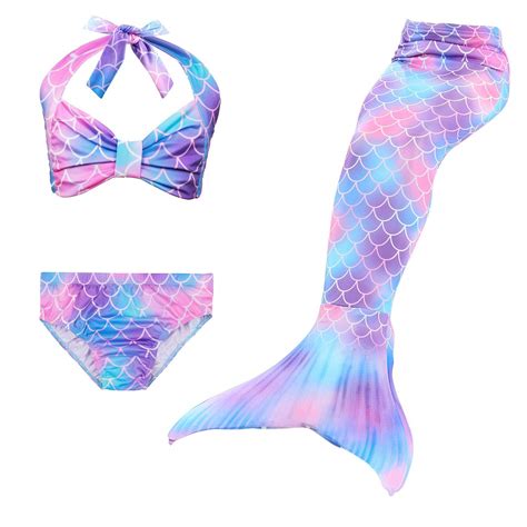 Buy 3 In 1set Girls Mermaid Tail Swimsuit Sets Sea Maid Swimwear
