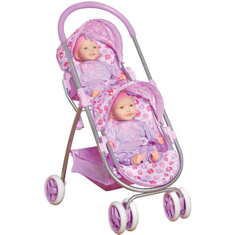 Baby doll sets include faux food, diapers and outfits so your kiddo can feed their doll spoonfuls of food, keep them clean or snuggle up to them during bedtime. Twin Doll Stroller with 2 Dolls - Walmart.com - Walmart.com