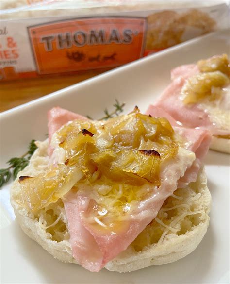 Ham Gruyère And Caramelized Onions Open Muffin Sandwich Johannys
