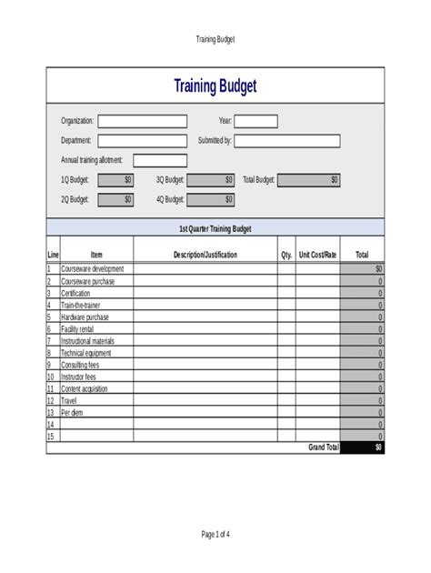 Training Budget Template Fill And Sign Printable Template Online Us