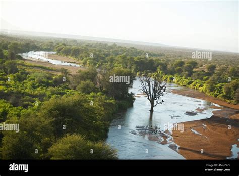 Aerial Photos Of River And Lewa Conservancy In Kenya Africa Stock Photo