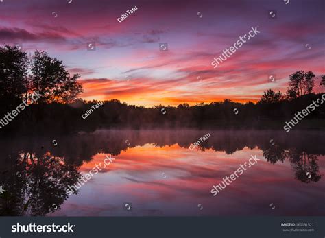 Misty Morning Sunrise Reflection Lake Stock Photo 160131521 Shutterstock