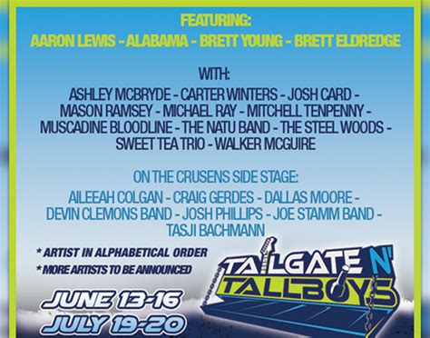 2019 Tailgate N’ Tallboys Artists Announced | B104 WBWN-FM