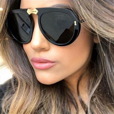 Luxury Oversize Sunglasses Women Retro Brand Designer Big Frame Black