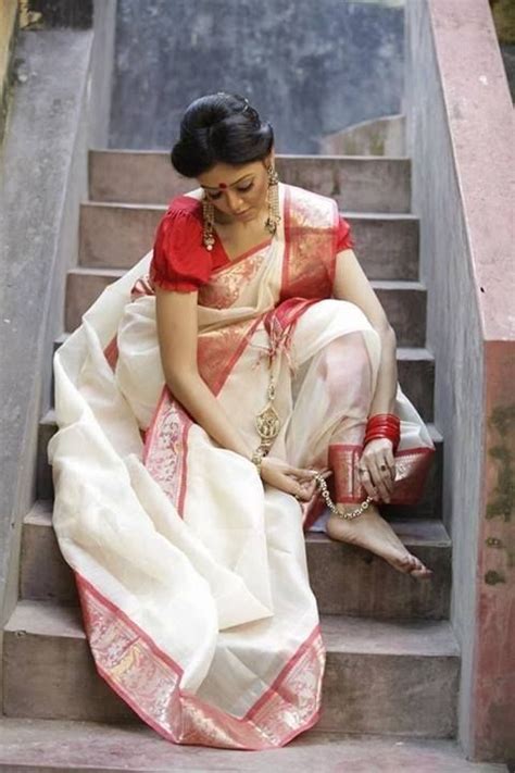 pin by kaustav banerjee on beauty etheral with images bengali saree red and white saree