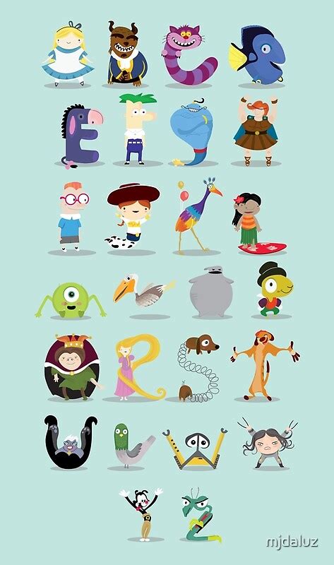 By default, sorting is ascending. "Animated characters abc" by mjdaluz | Redbubble