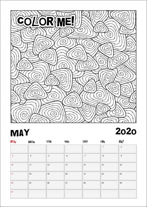 2020 Antistress Calendar Doodle Illustration Coloring Book Stock