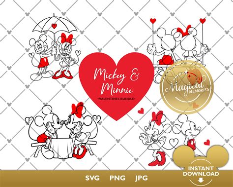 Mickey And Minnie Valentines Svg Bundle Valentines Day Svg Etsy