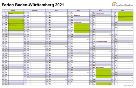 Ferien Baden Württemberg 2021 Ferienkalender Zum Ausdrucken