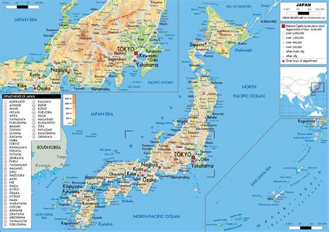 Large Size Physical Map Of Japan Worldometer