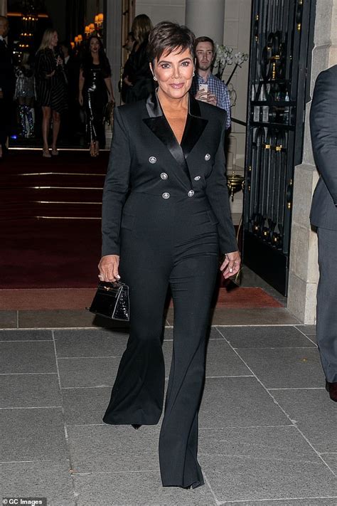kris jenner cuts a chic figure in a double breasted suit as she steps out in paris daily mail