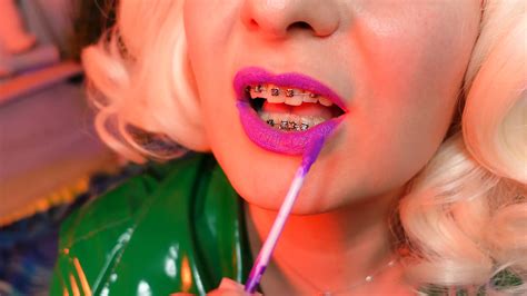 Asmr Lipstick Make Up Process Sexy Lips Of Pin Up Blonde Arya