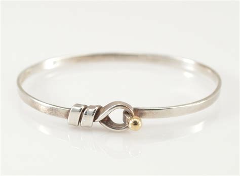 94g Solid Silver Tiffany And Co 18k Gold Hook Bracelet 225