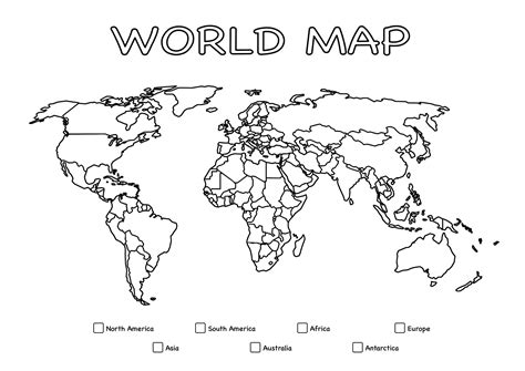 Printable Giant Coloring Poster – World Map Continents – Giant Coloring Posters