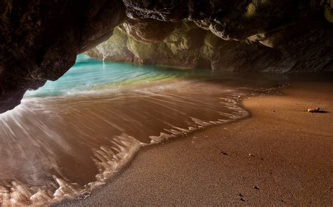 Landscape Nature Sea Beach Cave Sand Rock Grotto Water Hidden