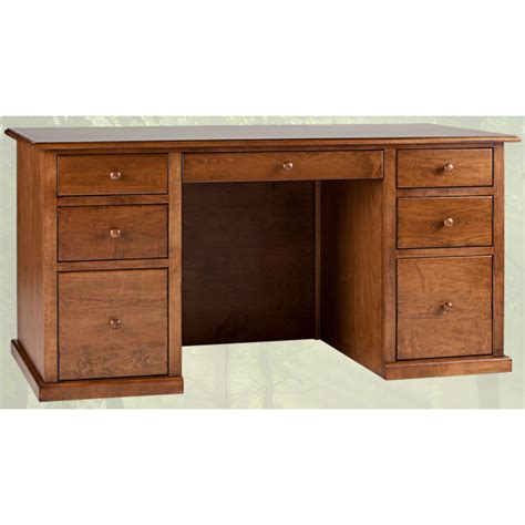 Solid Wood Home Office Desk Traditional Double Pedestal
