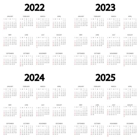 Calendrier 2022 2023 2024 2025 Année La Semaine Commence Le Dimanche