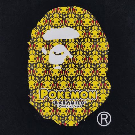 Bape Bape Tee Big Ape Head Pokemon Pikachu Black Vintage Grailed