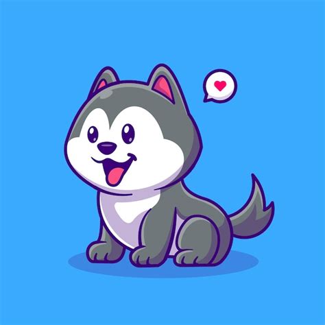 Free Vector Cute Husky Dog Sitting Cartoon Vector Icon Illustration