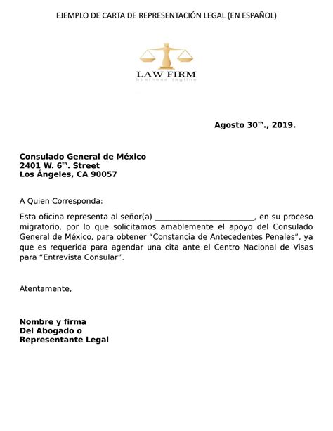 Carta Modelo De Representante Legal Para Solicitud De Antecedentes My