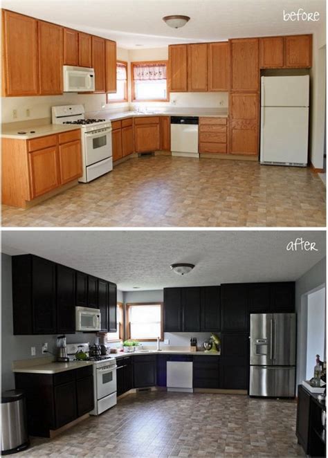 Use 120 grit sandpaper to lightly sand the cabinets. Gel Stain Kitchen Cabinet Makeover
