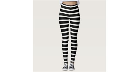 Cool Black And White Horizontal Striped Leggings Zazzle