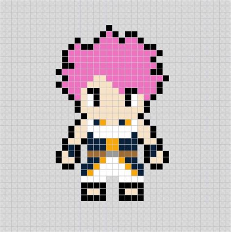 Natsu Fairy Tail Anime Pixel Art Patterns Pixel Art Anime Grille