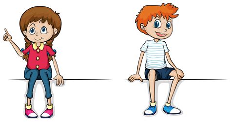 Girl And Boy Sitting On White Background 359022 Vector Art At Vecteezy