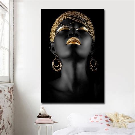 Contemplator Black African Nude Woman Oil Painting On Canvas Posters