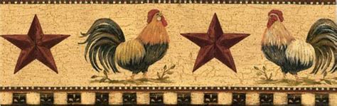 Primitive Rooster Wall Border ~ Wallpaper Country Decor Wallpaper