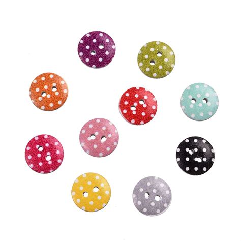 100pcslot 2 Holes 13mm Multicolor Round Wood Mixed Sewing Buttons