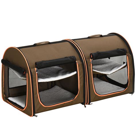 Pawhut Portable Soft Sided Pet Cat Carrier With Divider 39