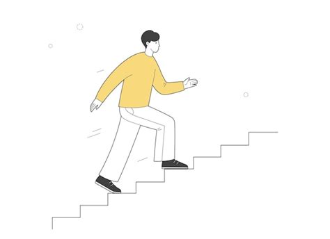 Premium Vector Man Climbs The Stairs Vector Outline Illustration