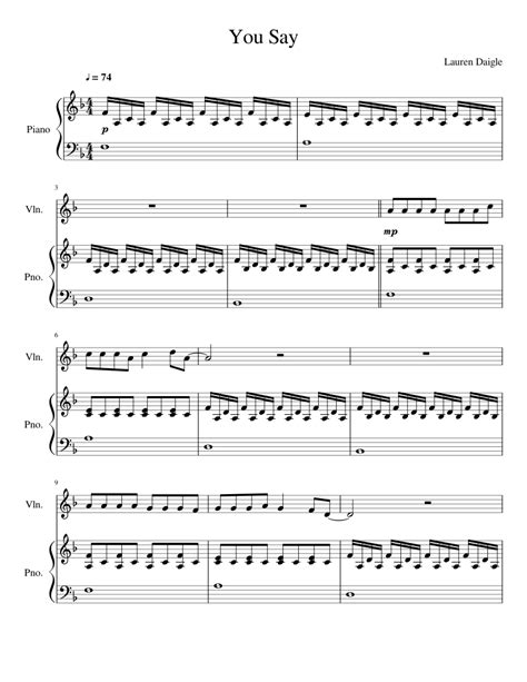 This music sheet is easily accessible and can be incorporated into any of your personal uses. You Say Violin Sheet music for Violin, Piano | Download free in PDF or MIDI | Musescore.com