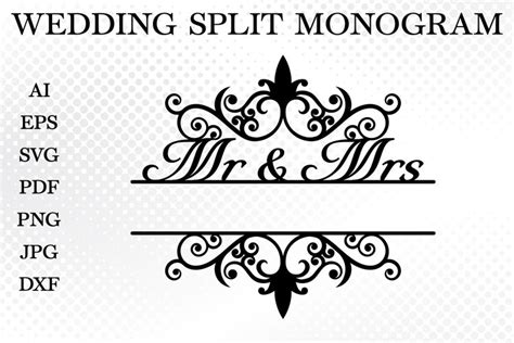 Mr And Mrs Split Monogram SVG Wedding Split Monogram