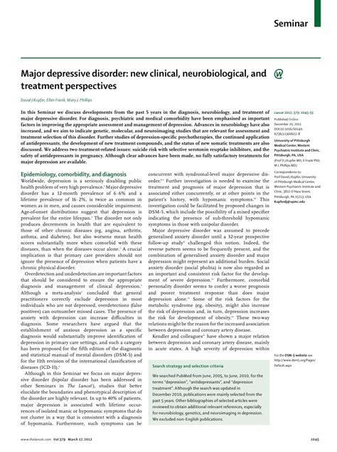 Major Depressive Disorder New Clinical Neurobiological And