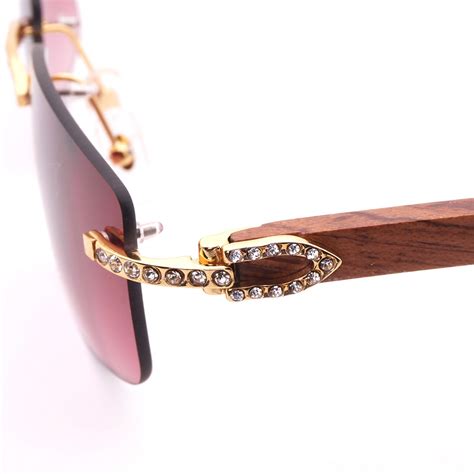 2018 Carter Glasses Wood Sunglasses Men Sun Glasses Luxury Diamond Eyewear Rimless Wooden Frame